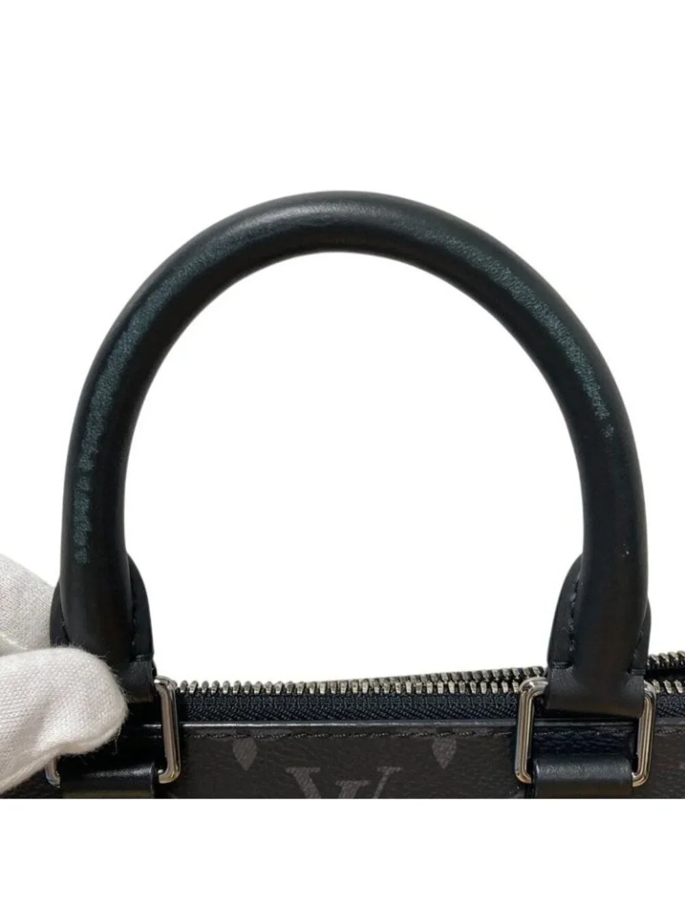 Louis Vuitton Monogram Eclipse Sac Plat Cross 2-Way Shoulder Bag Black Leather